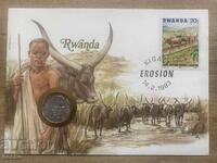 Пощенски плик с монета /Numisbrief/ - Руанда/Rwanda - 1983