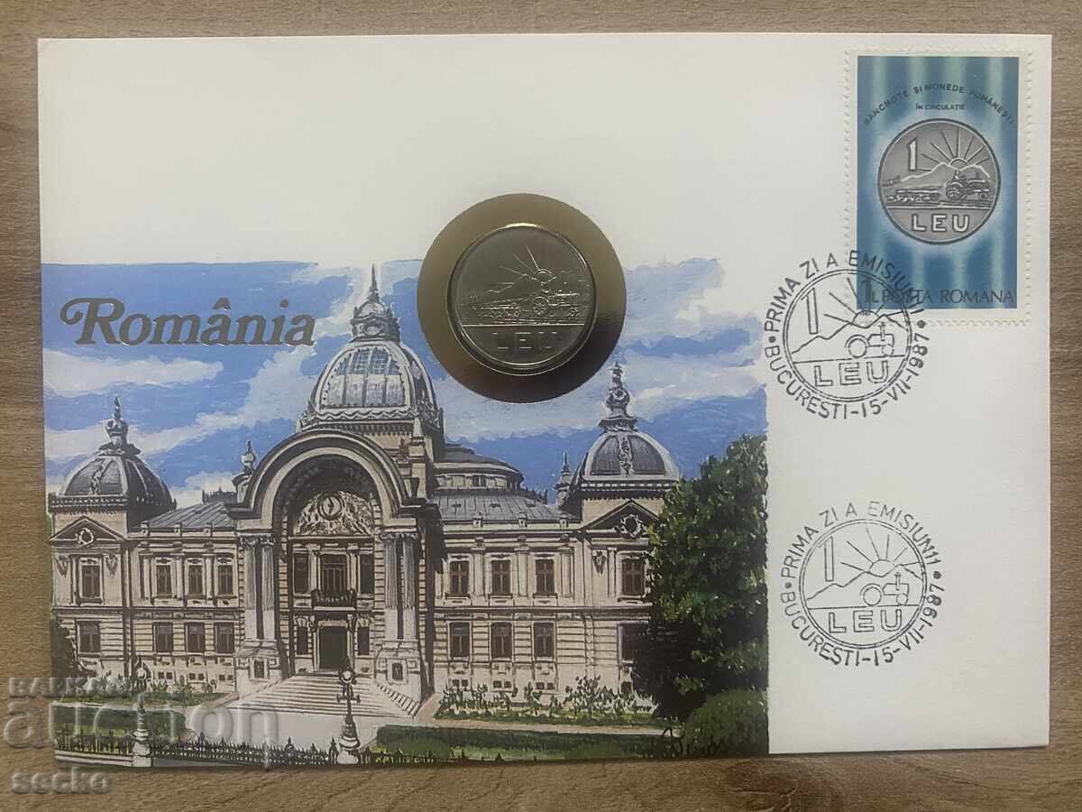 Пощенски плик с монета /Numisbrief/ - Румъния/Romania - 1987