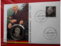 Germany-Adenauer medal and postmark in a beautiful envelope