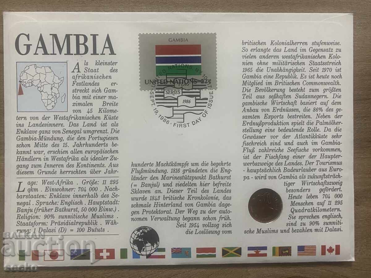 Postal envelope with coin /Numisbrief/ - Gambia - 1987 with price 8.00 BGN | € 4.09 Postal envelope with coin /Numisbrief/ - Gambia - 1987 with price 8.00 BGN | € 4.09