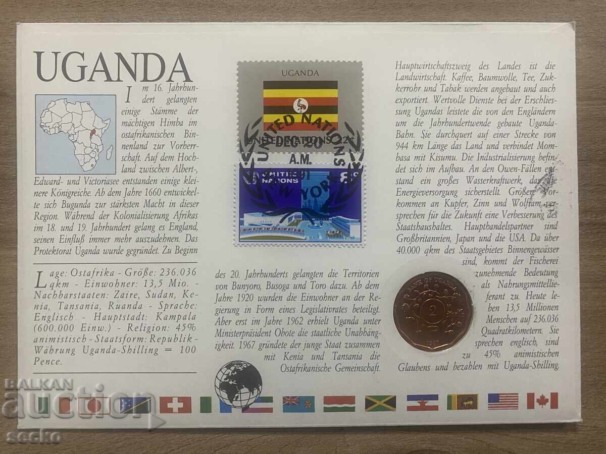 Postal envelope with coin /Numisbrief/ - Uganda/Uganda - 1990 with price 8.00 BGN | € 4.09 Postal envelope with coin /Numisbrief/ - Uganda/Uganda - 1990 with price 8.00 BGN | € 4.09