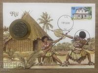 Пощенски плик с монета /Numisbrief/ - Фиджи/Fiji - 1990