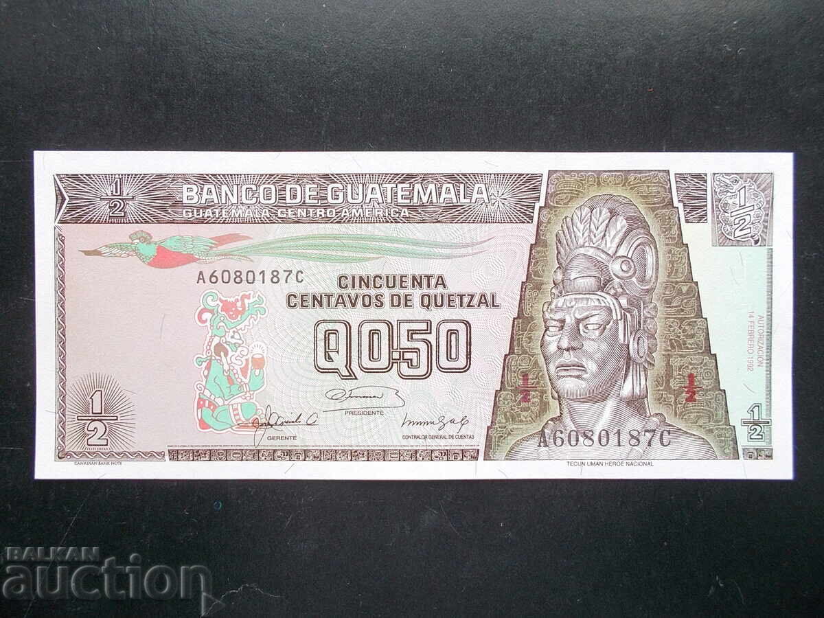 GUATEMALA, 1/2 quetzal, 1992, UNC