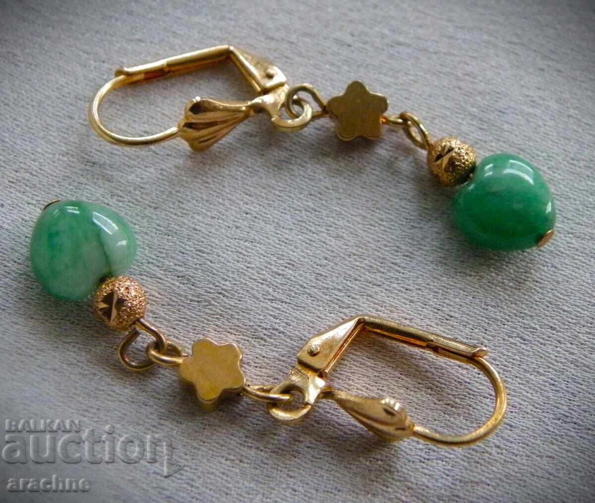 Gold-plated silver earrings with jade with price 135.00 BGN | € 69.02