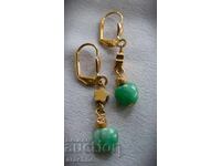 Gold-plated silver earrings with jade