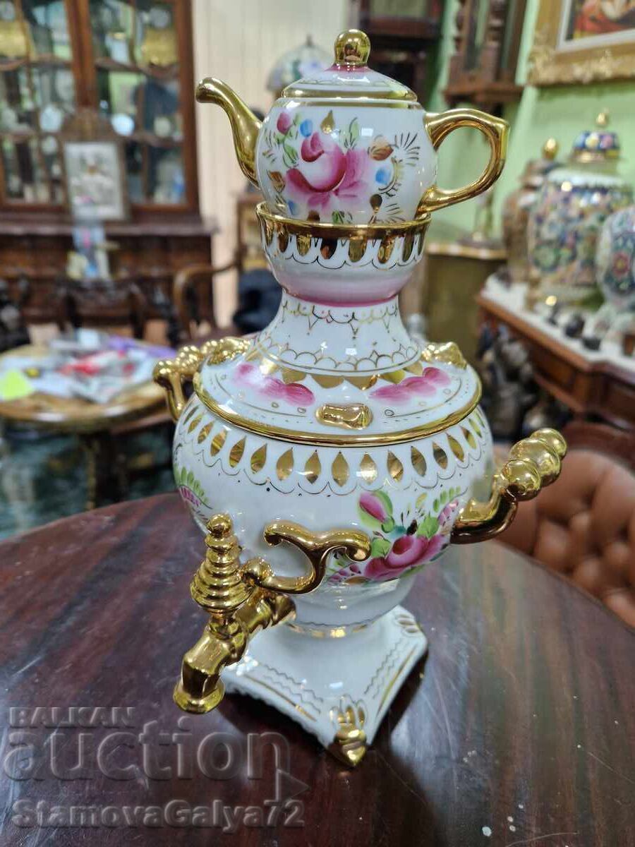 Rare antique Russian porcelain samovar Gzhel - 5 Rare antique Russian porcelain samovar Gzhel - 5