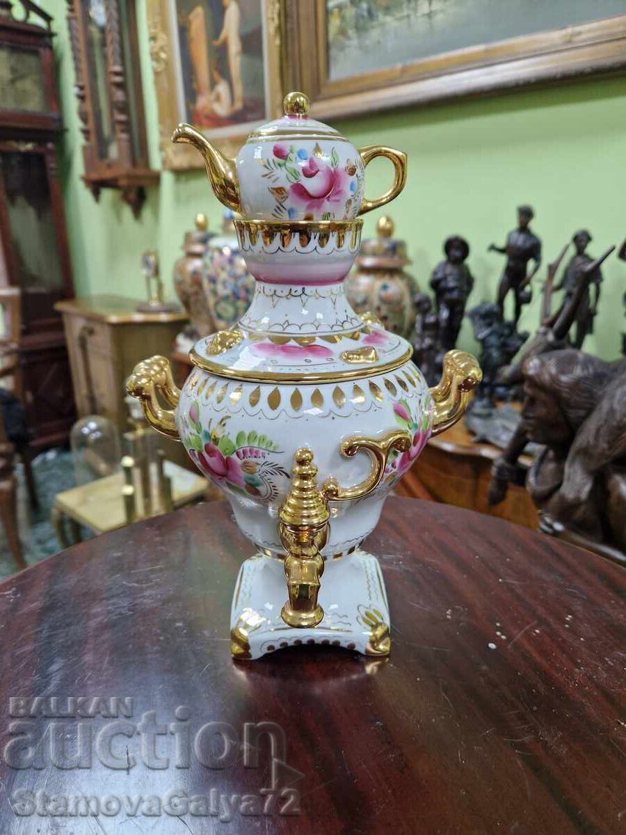 Rare antique Russian porcelain samovar Gzhel Rare antique Russian porcelain samovar Gzhel