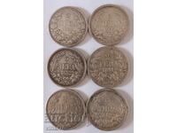 Lot of 6 silver coins of 2 BGN