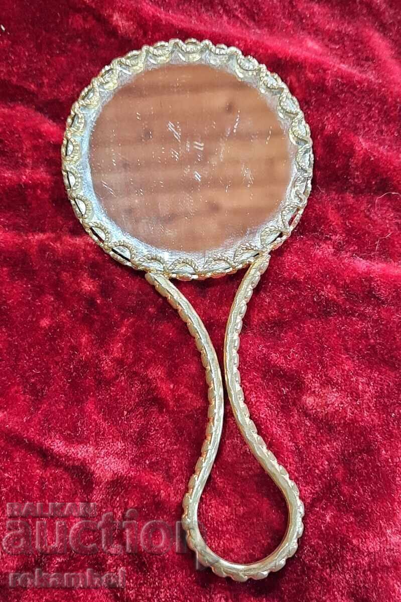 Auction Antique ladies' mirror with porcelain Auction Antique ladies' mirror with porcelain