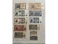 Set of Bulgarian banknotes 1942-1951.