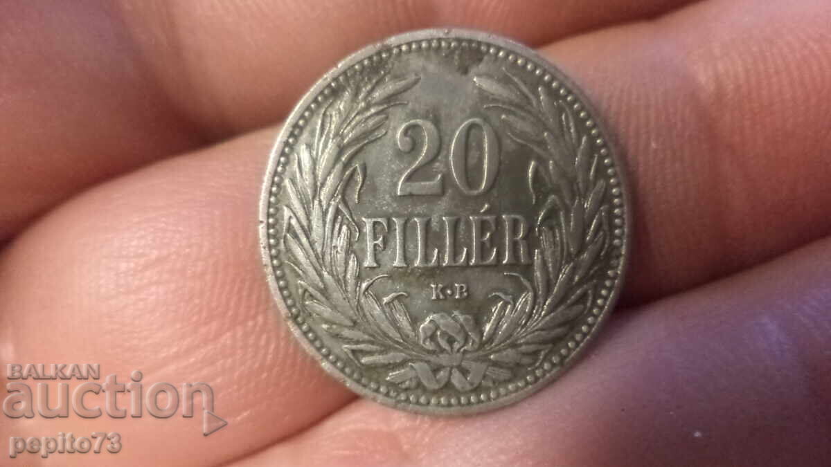 Hungary 20 Fillers, 1908