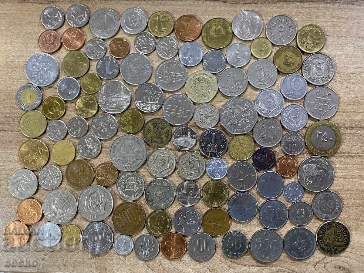 100 different coins - lot 13 (EXCLUDING Europe, USA, Canada)