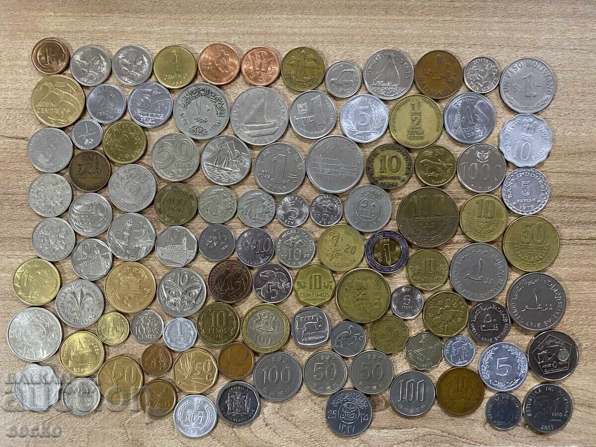 100 different coins - lot 14 (EXCLUDING Europe, USA, Canada)