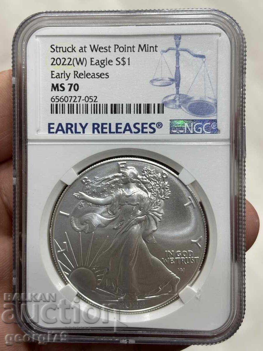 $1 2022 MS 70 Eagle 1 oz