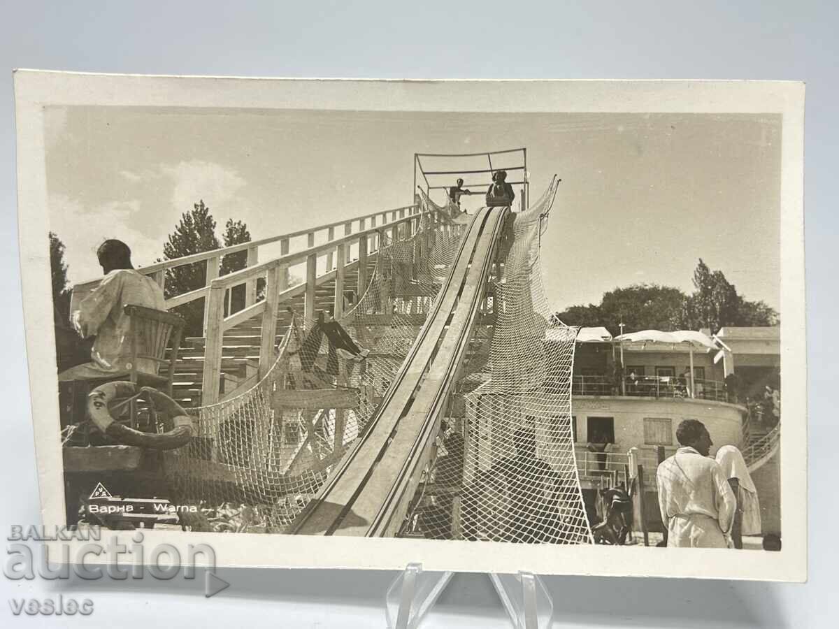 1938 Old Postcard Photo Varna Sea Baths Ruchban Slide