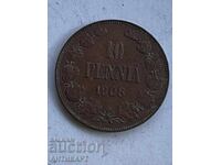 Moneda rară de cupru din Finlanda de 10 peni 1908