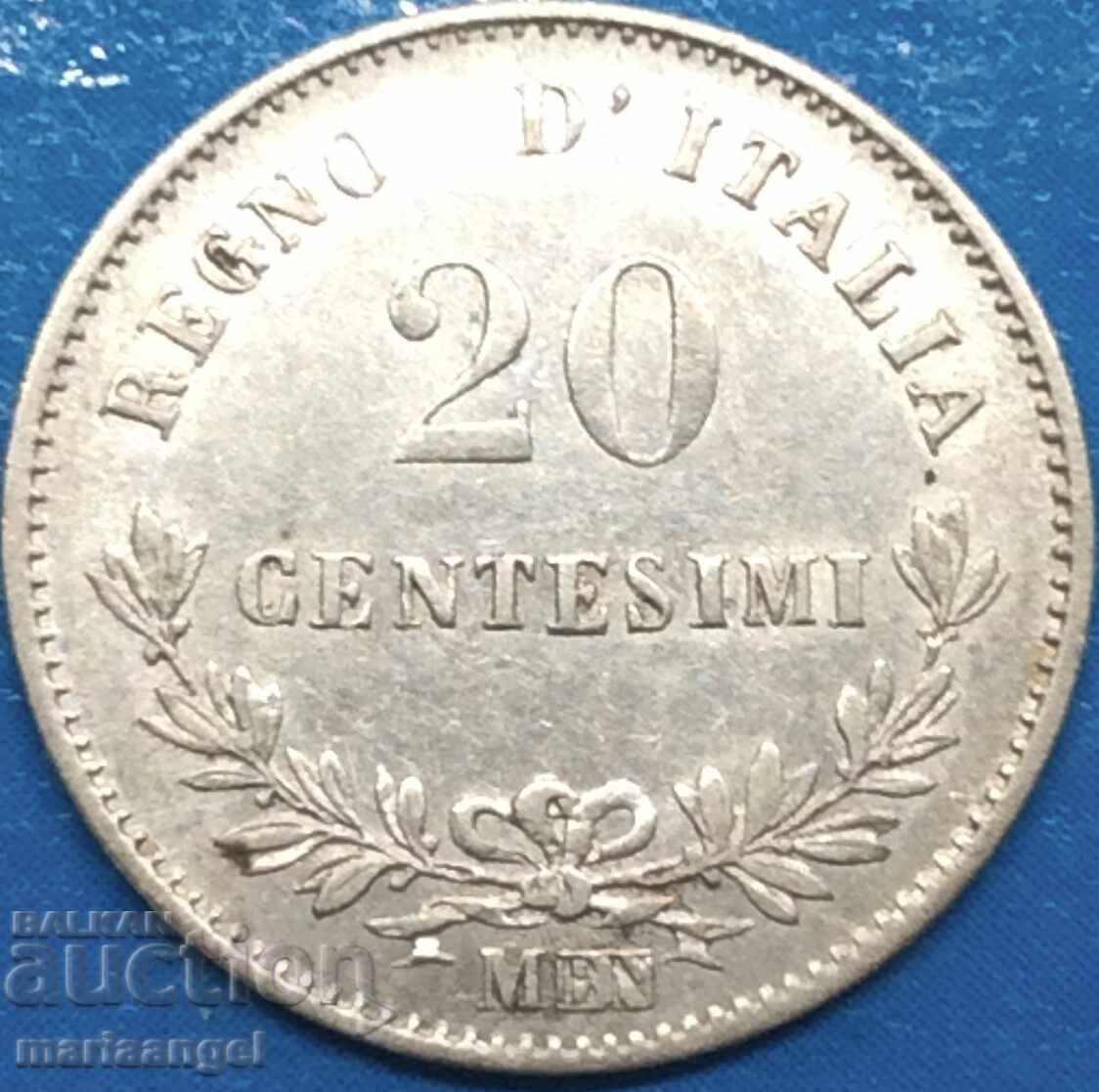 Italia 20 centesimi 1863 argint