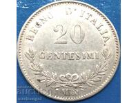 Italia 20 centesimi 1863 argint