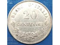 Italia 20 centesimi 1863 argint