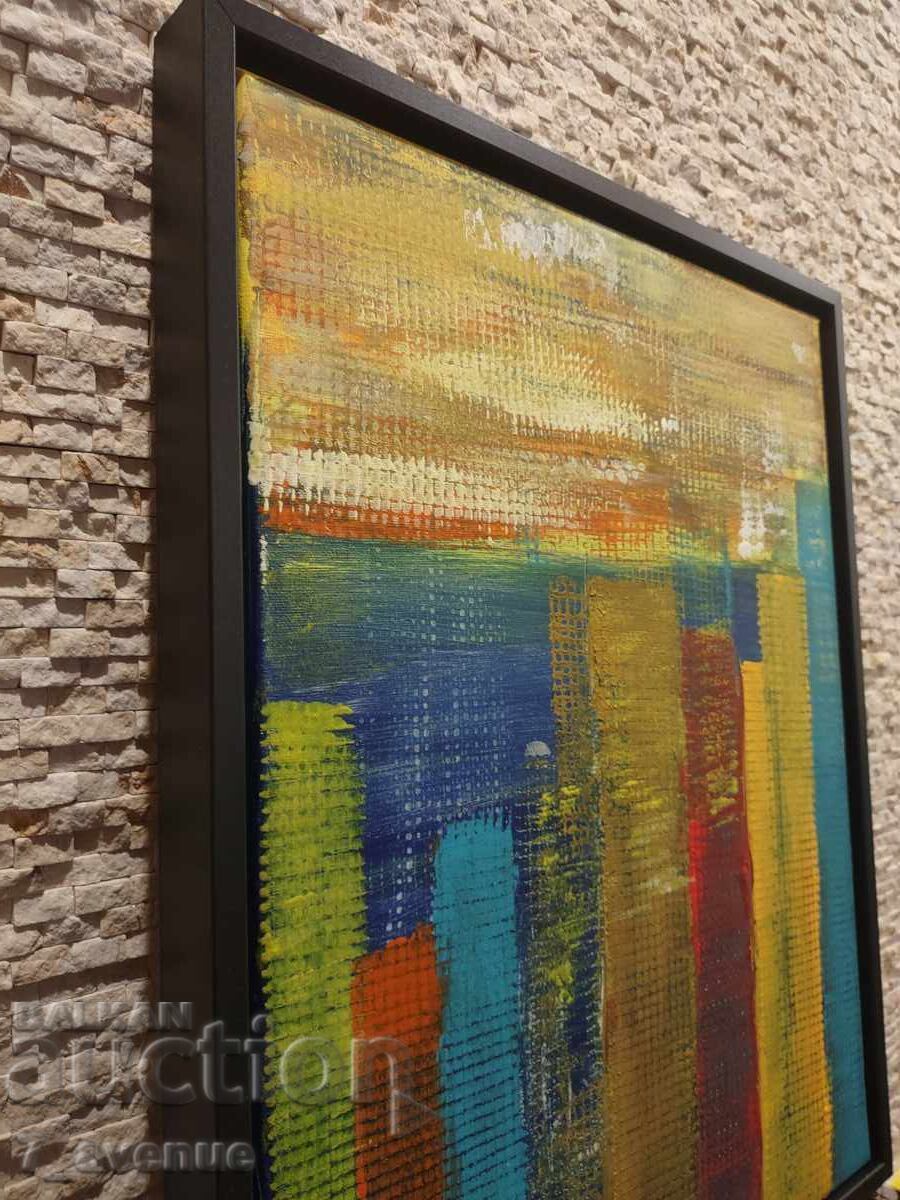 Картина авторска акрил в/у платно, 40/50 см "Пикселполис" с цена 499.00 лв. | € 255.13 Картина авторска акрил в/у платно, 40/50 см "Пикселполис" с цена 499.00 лв. | € 255.13