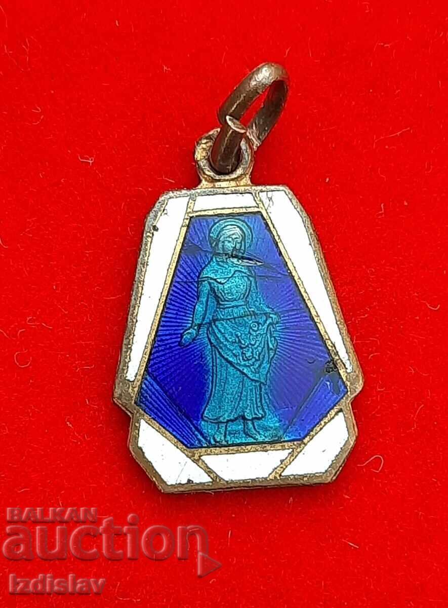 Auction Old Catholic medallion miniature, blue enamel Auction Old Catholic medallion miniature, blue enamel