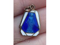 Old Catholic medallion miniature, blue enamel