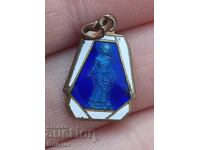 Old Catholic medallion miniature, blue enamel