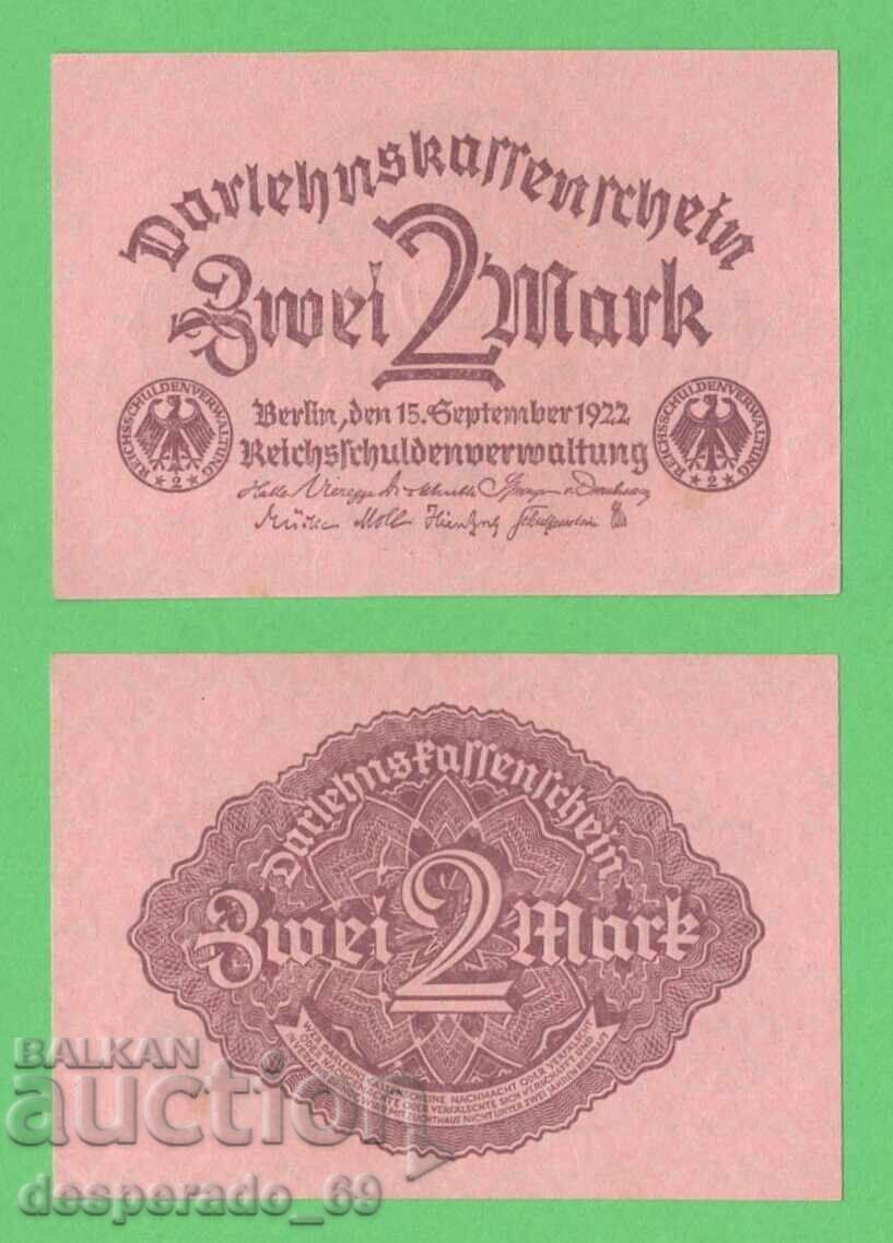 (¯`'•.¸ГЕРМАНИЯ  2 марки 1922  UNC-¸.•'´¯)