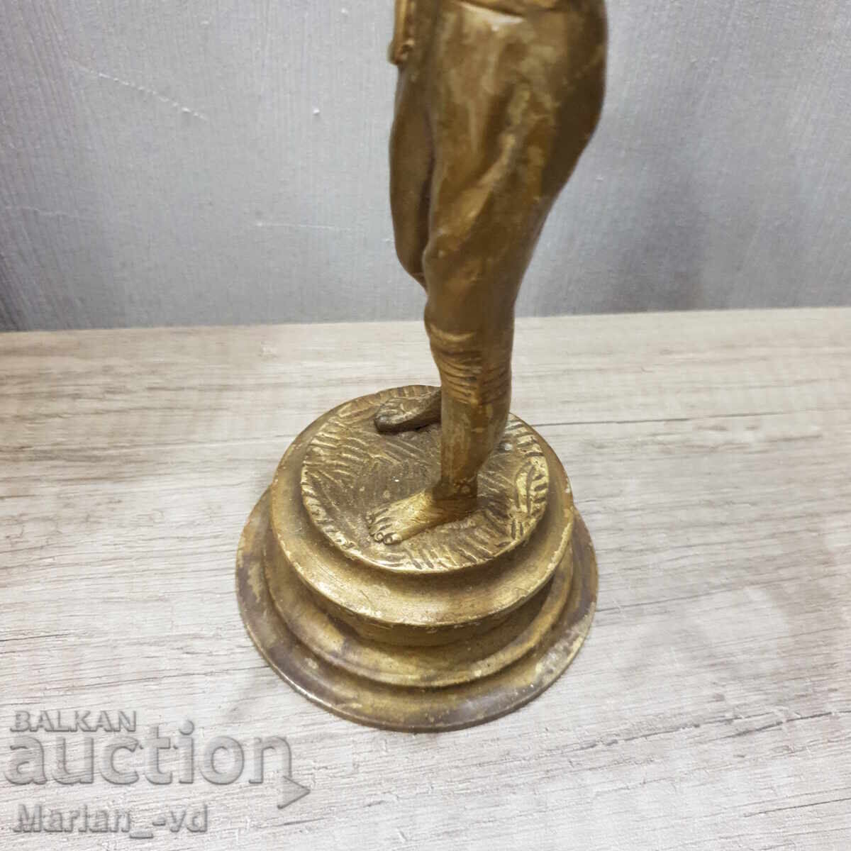 Old brass figure of a boy playing the flute - 5 Old brass figure of a boy playing the flute - 5