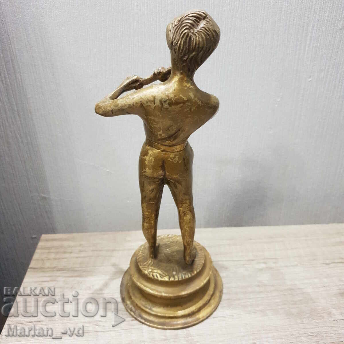 Old brass figure of a boy playing the flute - 6 Old brass figure of a boy playing the flute - 6