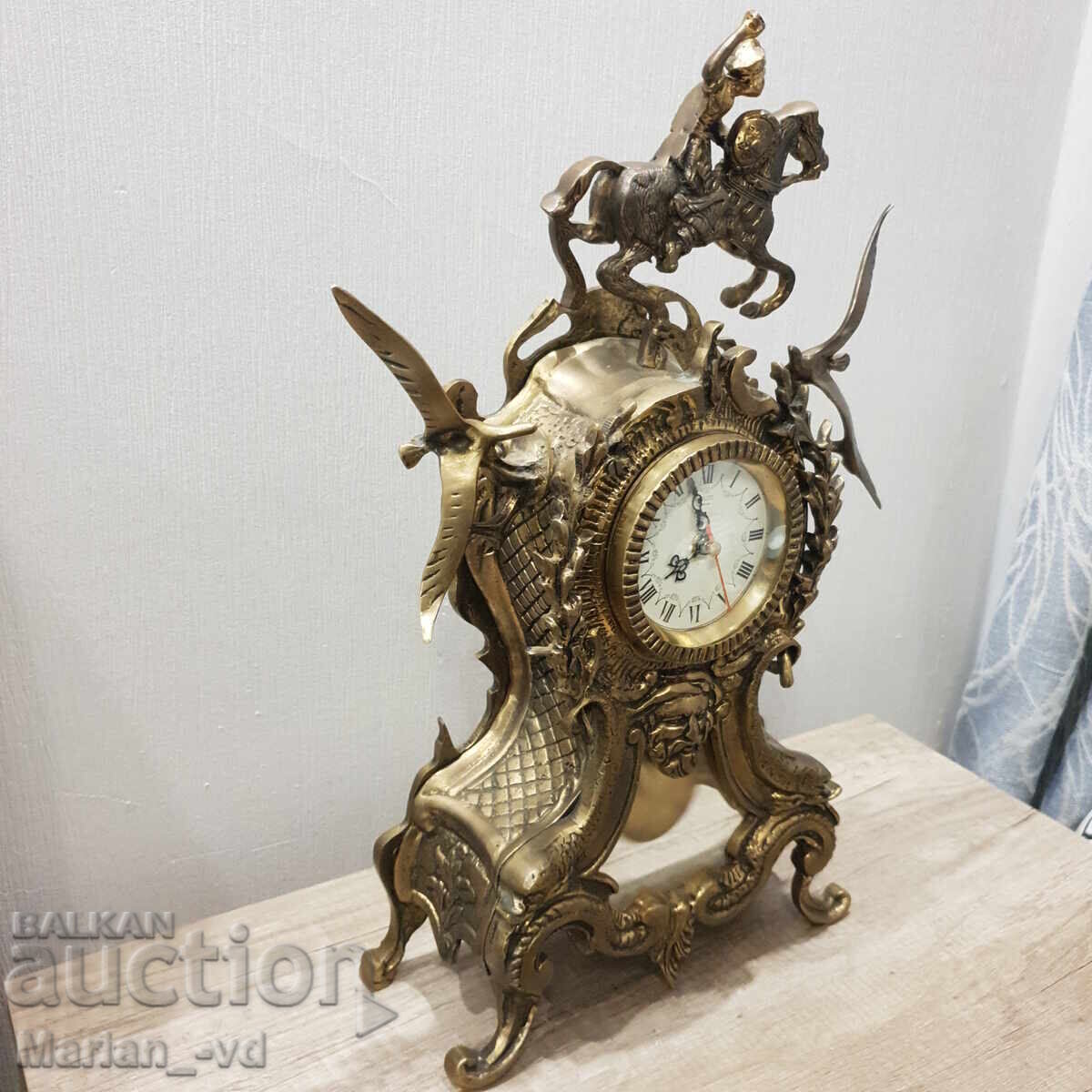 Auction  Large brass mantel clock with electronic gong