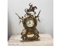 Large brass mantel clock with electronic gong