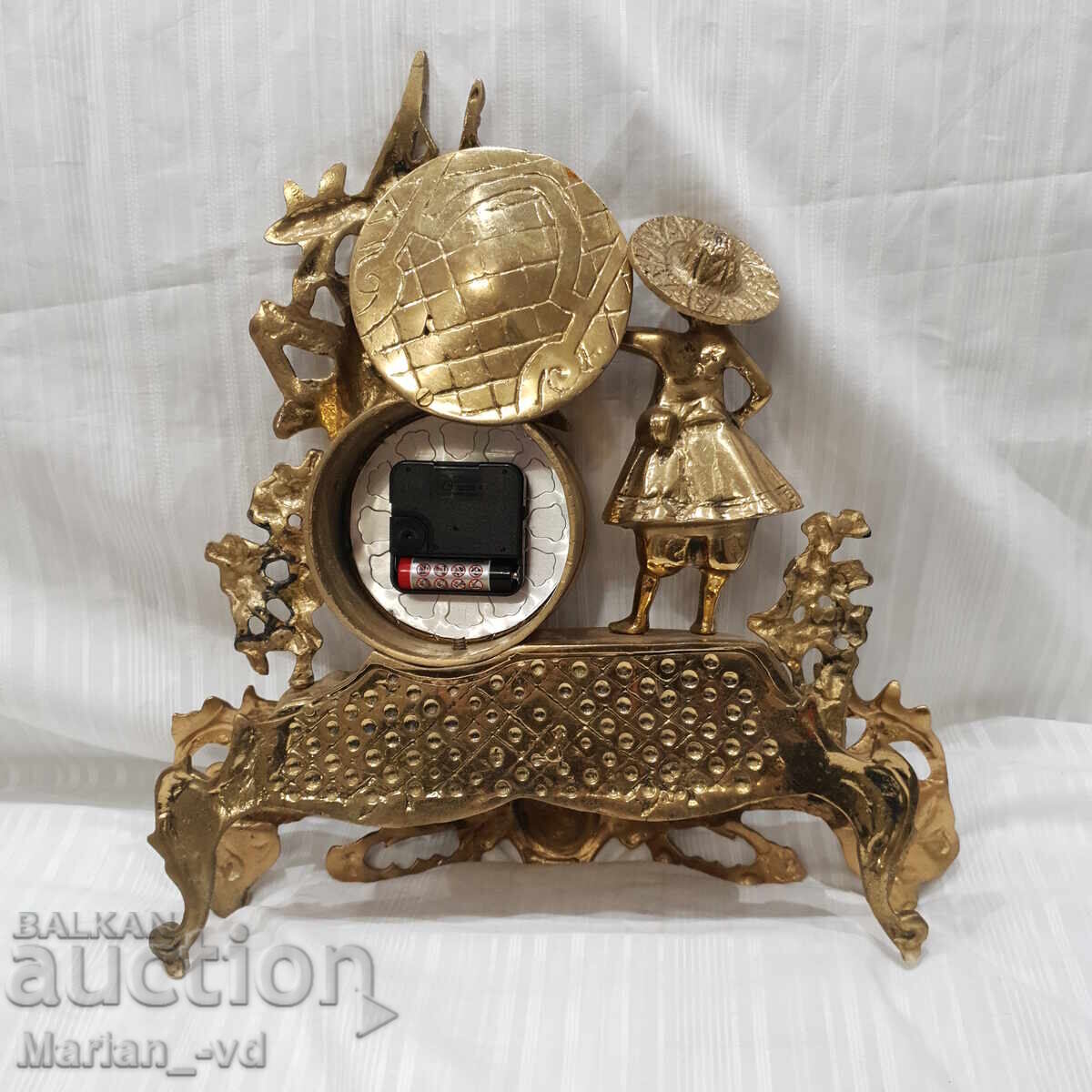 Old quartz brass table clock - 5 Old quartz brass table clock - 5