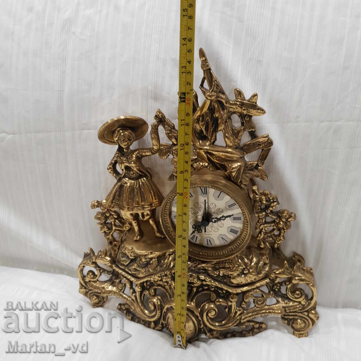 Old quartz brass table clock - 7 Old quartz brass table clock - 7