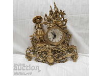 Old quartz brass table clock