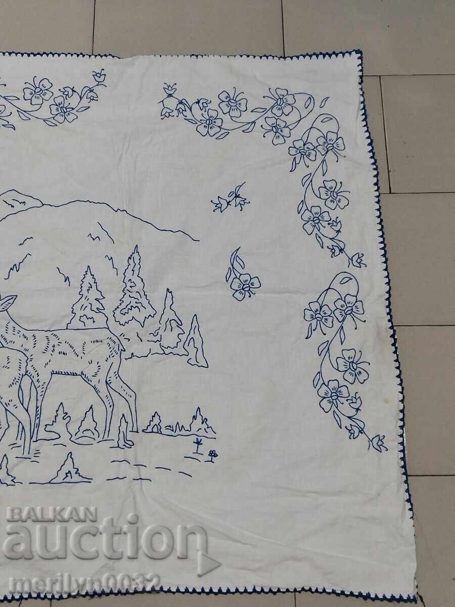 Hand-embroidered carpet costume interior item from the 1940s - 7