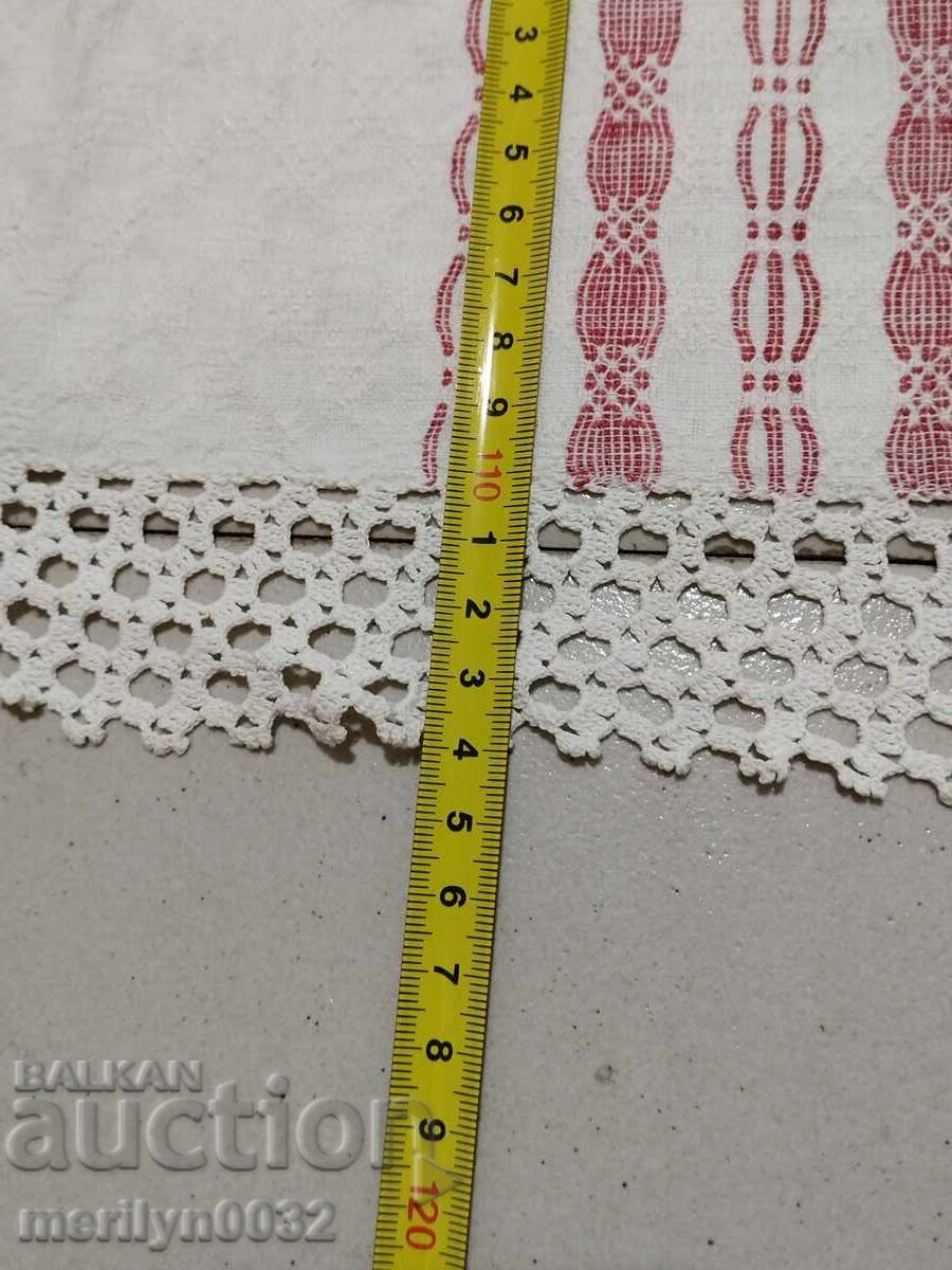 Livrarea Cearșaf de pat vintage țesut manual cu bordură de dantelă