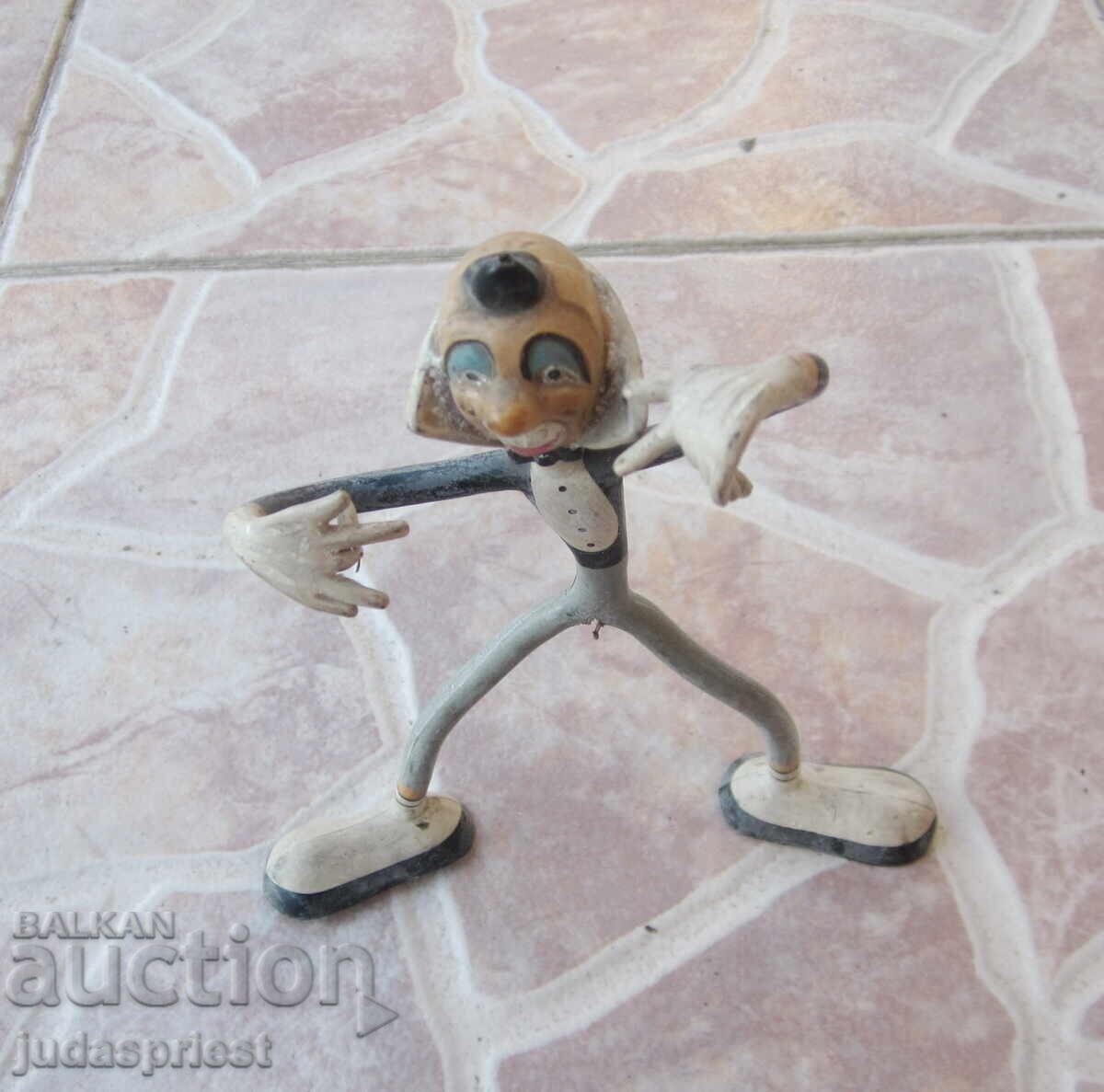 Δημοπρασία παλιό γερμανικό λαστιχένιο παιχνίδι με συρμάτινο κλόουν Δημοπρασία παλιό γερμανικό λαστιχένιο παιχνίδι με συρμάτινο κλόουν