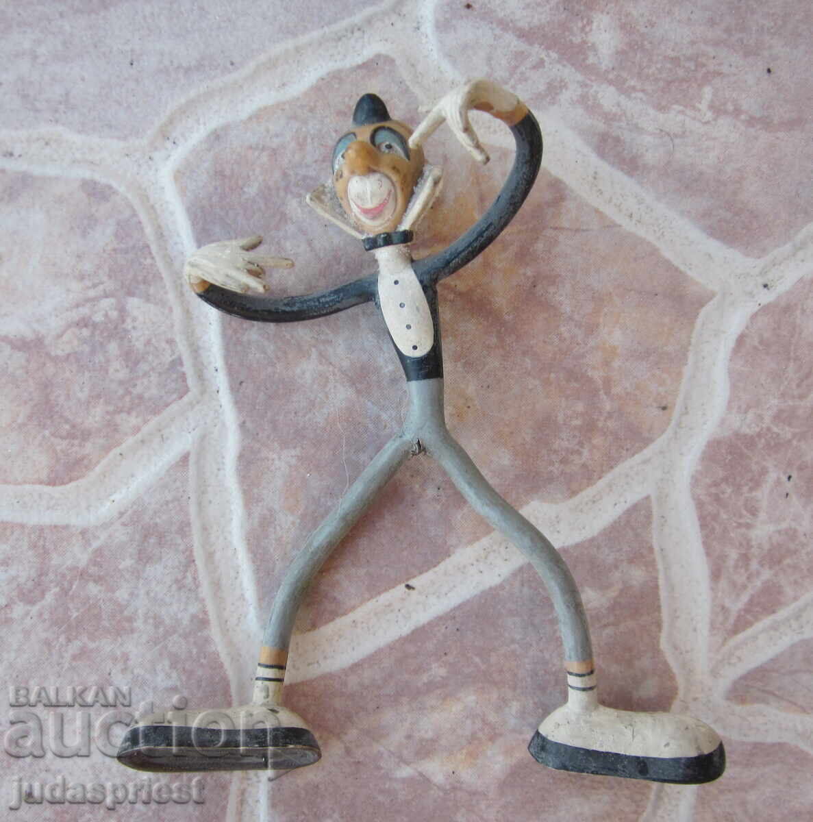 old German rubber toy with wire clown