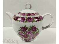 . BEAUTIFUL LARGE MARKED PORCELAIN TEA POT WITH FLOWERS