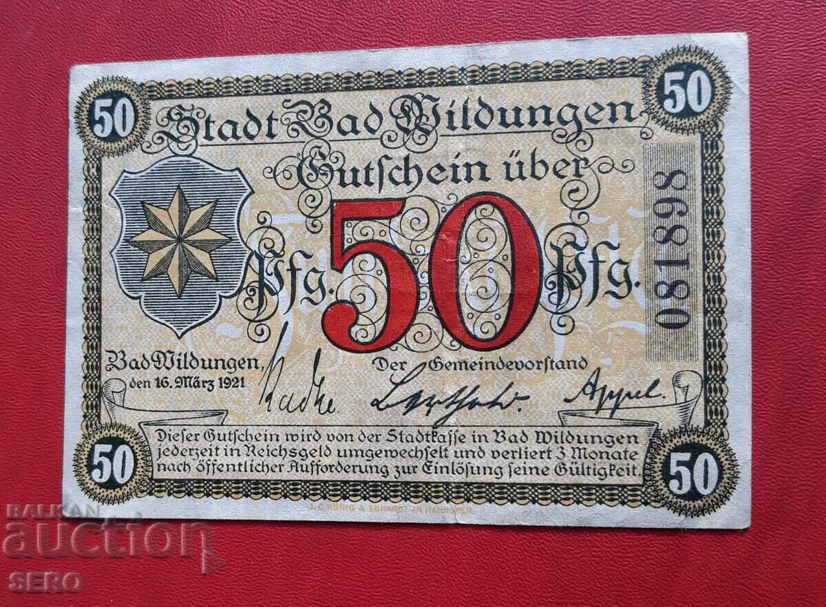 Bancnota-Germania-Hessen-Bad Nauheim-50 pfennig 1921