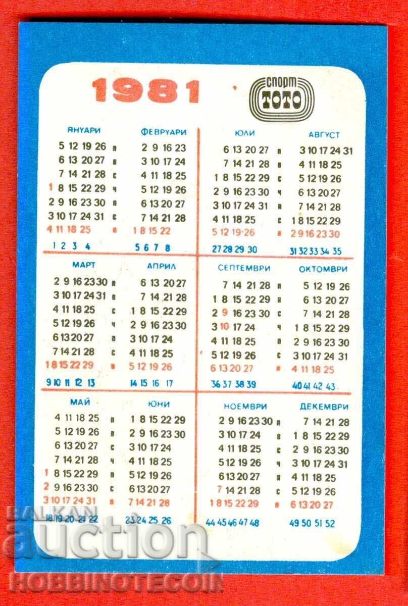 CALENDAR - SPORT TOTO - FOOTBALL TEAM - 1981 with price 1.49 BGN | € 0.76