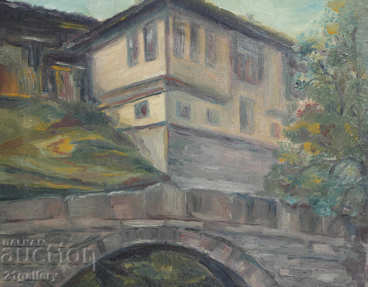 Delivery of Oil painting Cityscape with bridge Delivery of Oil painting Cityscape with bridge