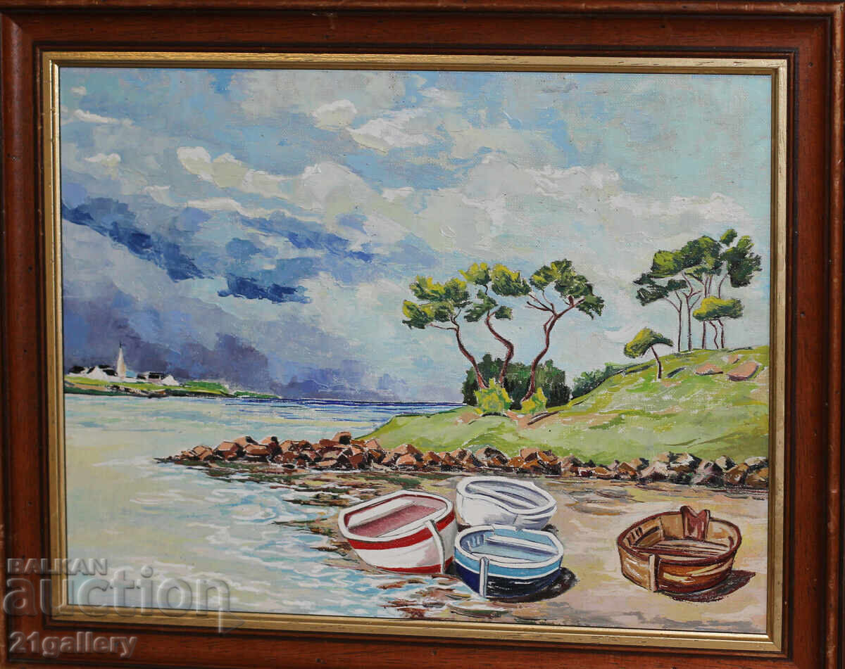 Oil painting seascape with boats with price 200.00 BGN | € 102.26 Oil painting seascape with boats with price 200.00 BGN | € 102.26