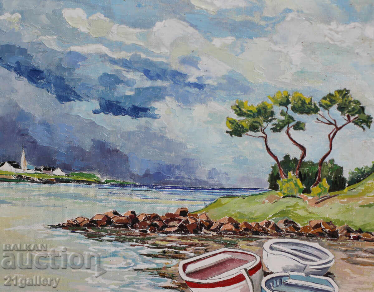Delivery of Oil painting seascape with boats Delivery of Oil painting seascape with boats