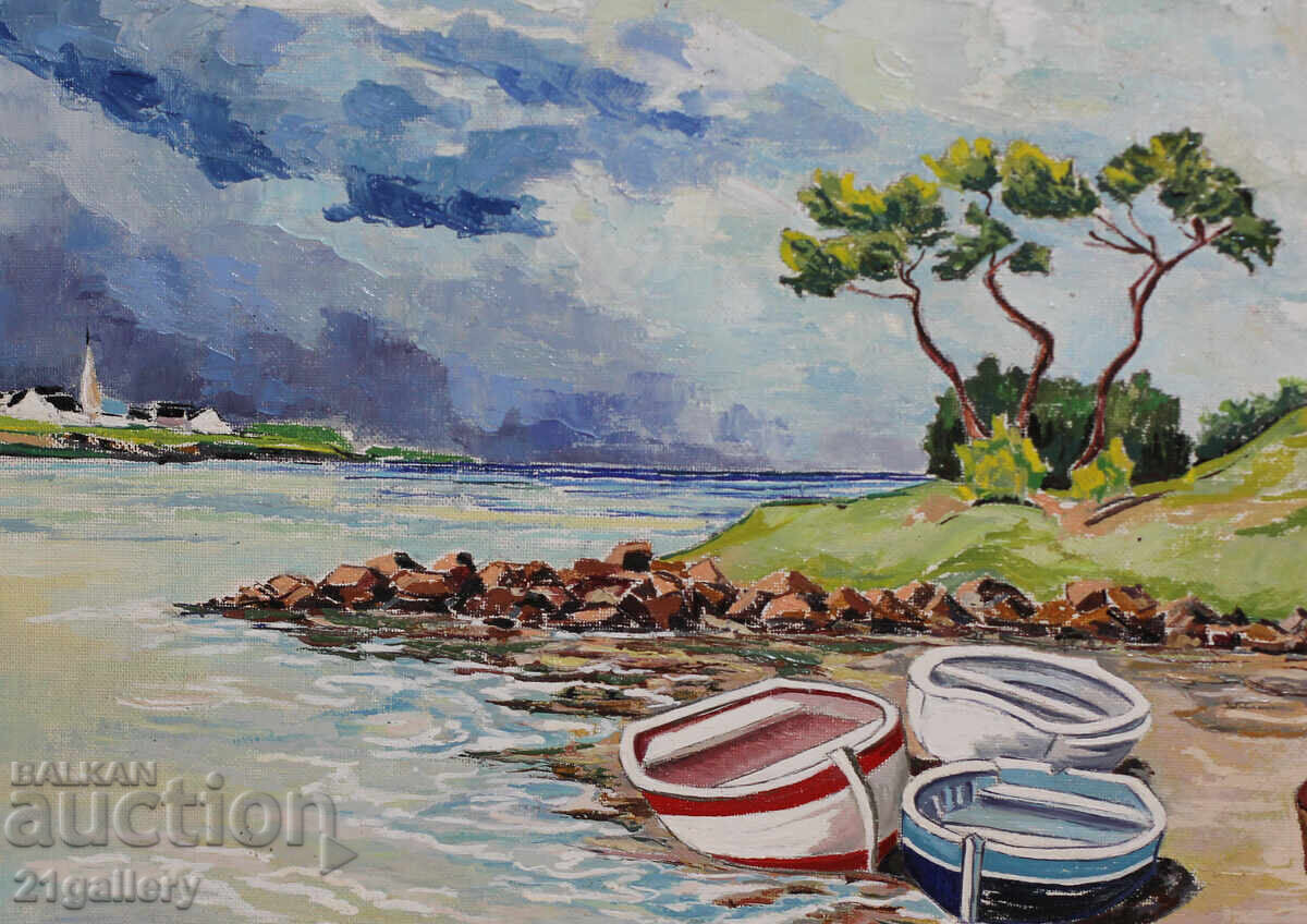 Oil painting seascape with boats - 5 Oil painting seascape with boats - 5