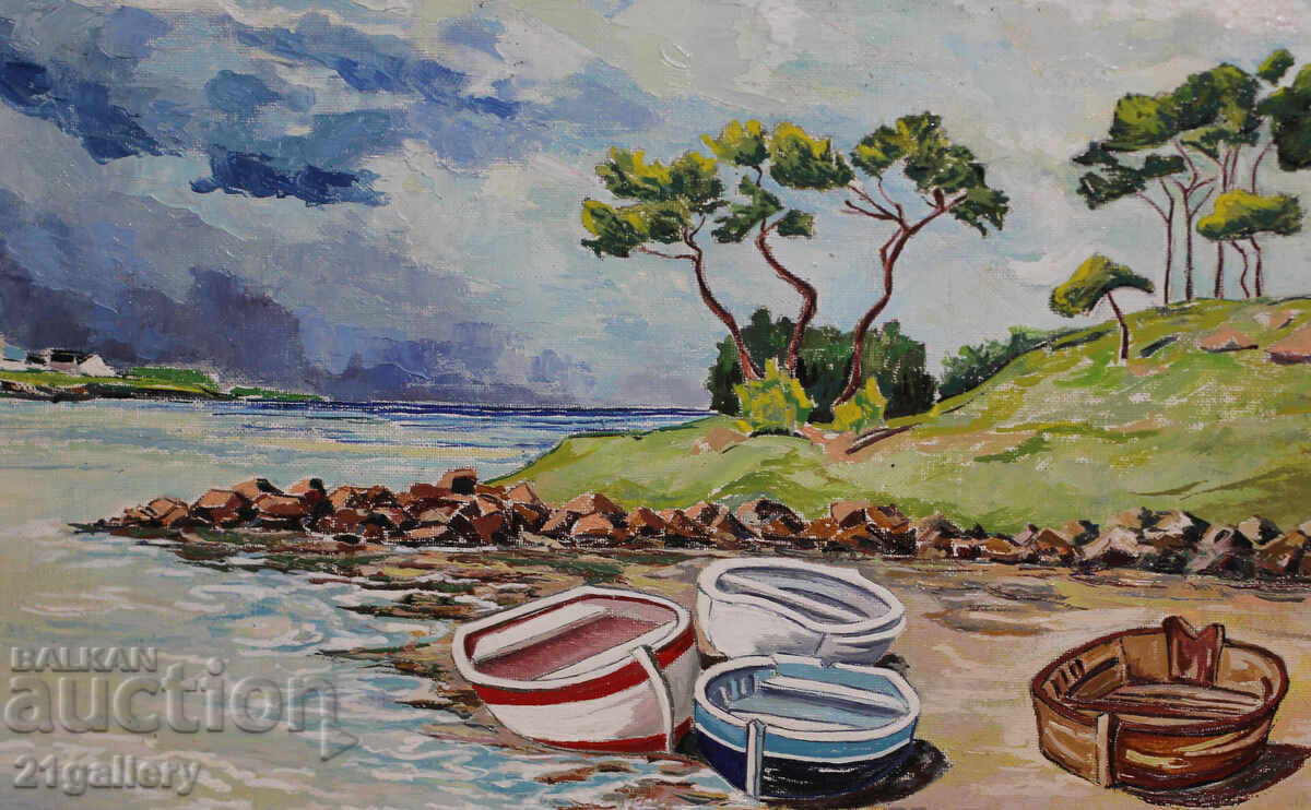 Oil painting seascape with boats - 6 Oil painting seascape with boats - 6