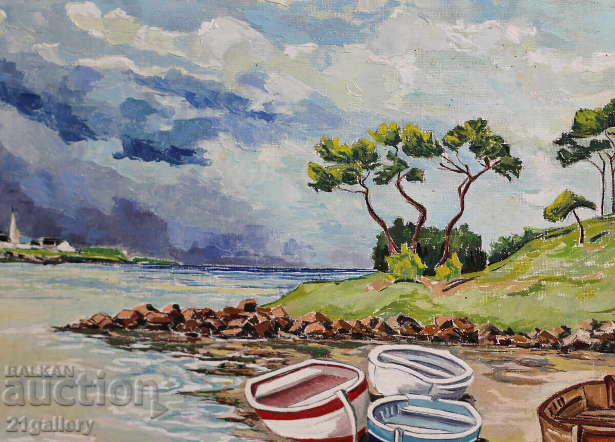 Oil painting seascape with boats - 7 Oil painting seascape with boats - 7