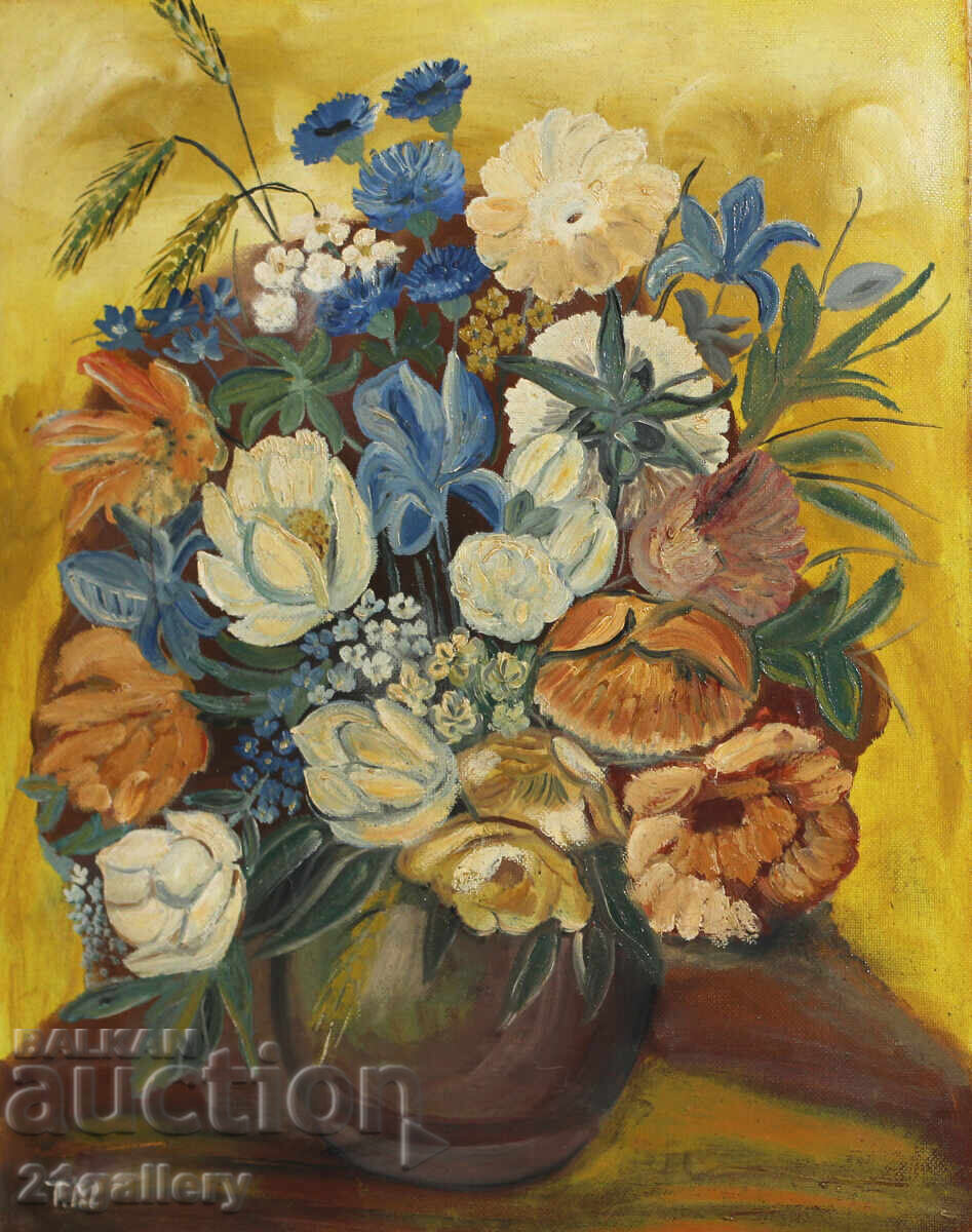 Still life vase with flowers, oil paints, signed with price 400.00 BGN | € 204.52 Still life vase with flowers, oil paints, signed with price 400.00 BGN | € 204.52