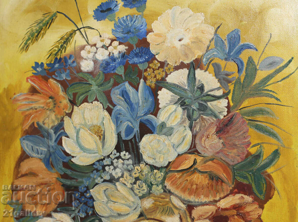 Delivery of Still life vase with flowers, oil paints, signed Delivery of Still life vase with flowers, oil paints, signed